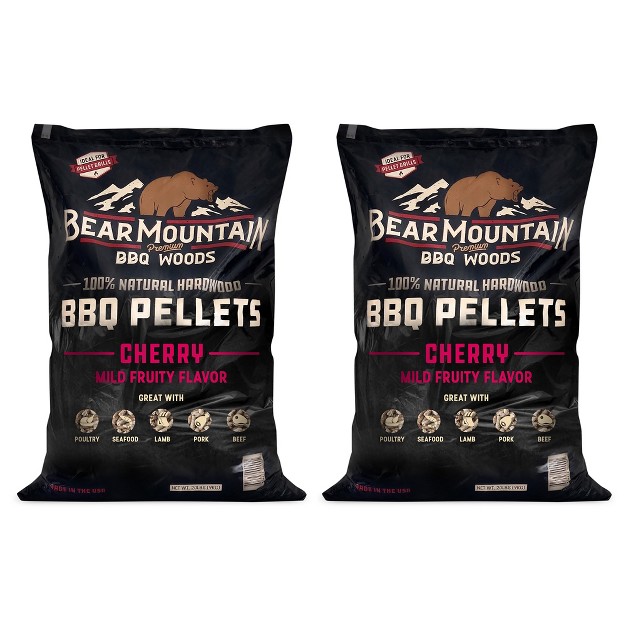 Bear Mountain Bbq Fk13 Premium All natural Hardwood Mild And Fruity Cherry Bbq Smoker Pellets For Outdoor Grilling 20 Pounds 2 Pack