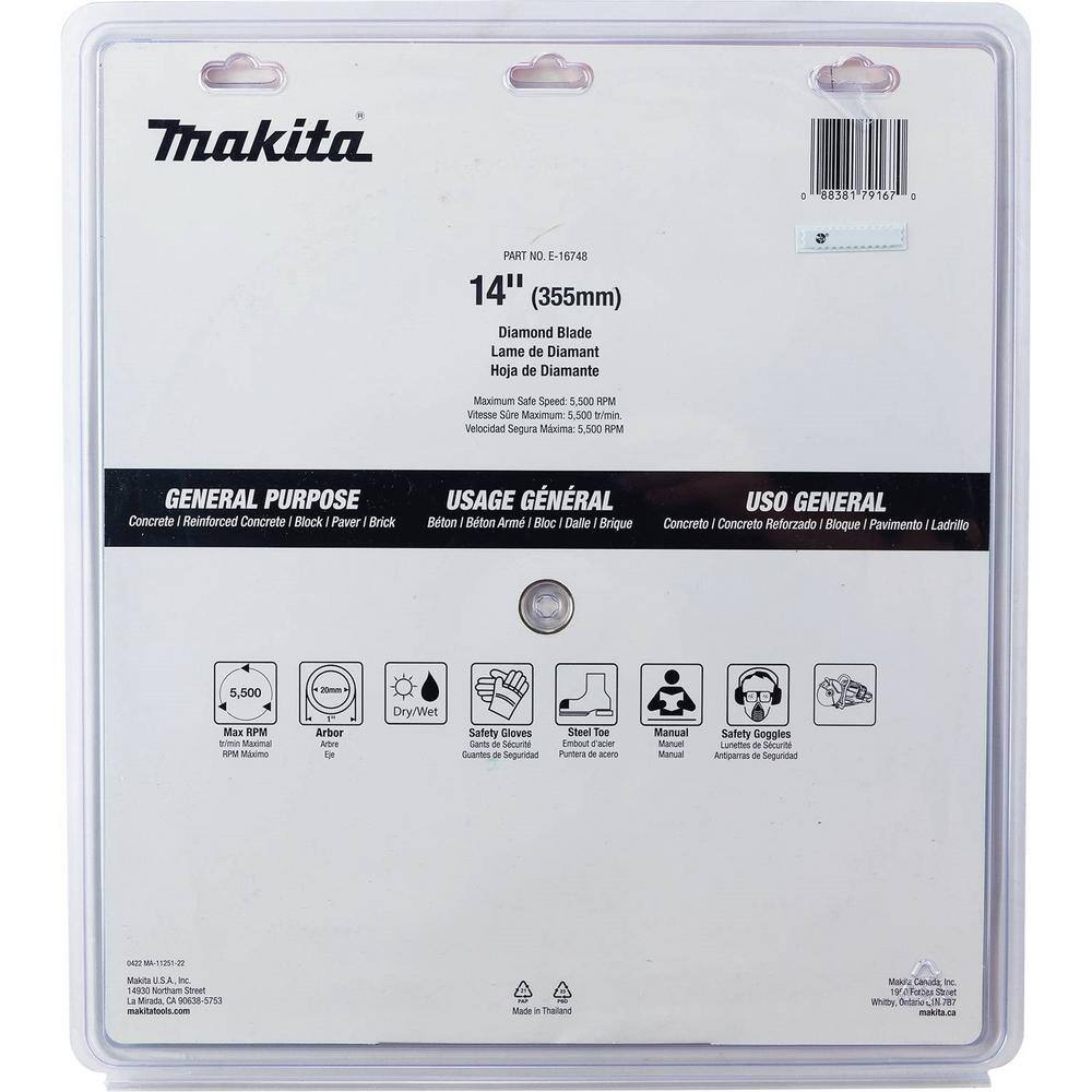 Makita 14 in. Thin Kerf Diamond Blade Segmented E-16748