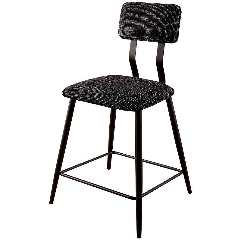 Fabric Counter Height Chairs with Angled Metal Legs， Set of 2， Black