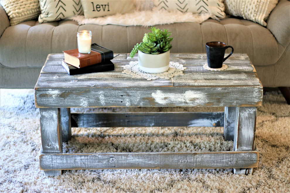 Gray Original Coffee Table No Shelf   Farmhouse   Coffee Tables   by Doug and Cristy Designs  Houzz