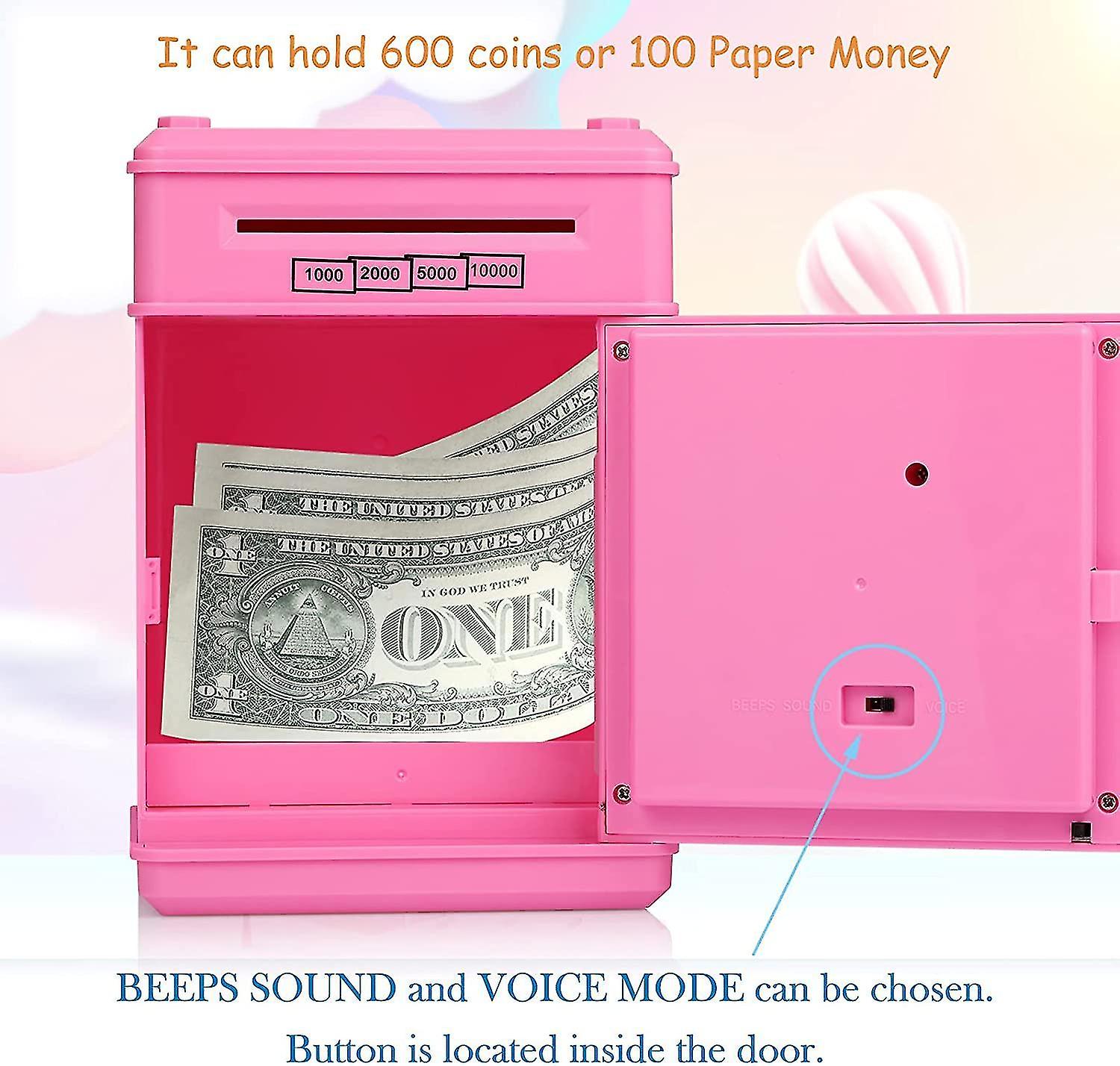 Piggy Bank， Birthday Toys Gifts For 4 5 6 7 8 9 10 Year Old Boys Girls， Electronic Real Money Coin Atm Machine， Plastic Large Saving Bank Safe Lock Bo