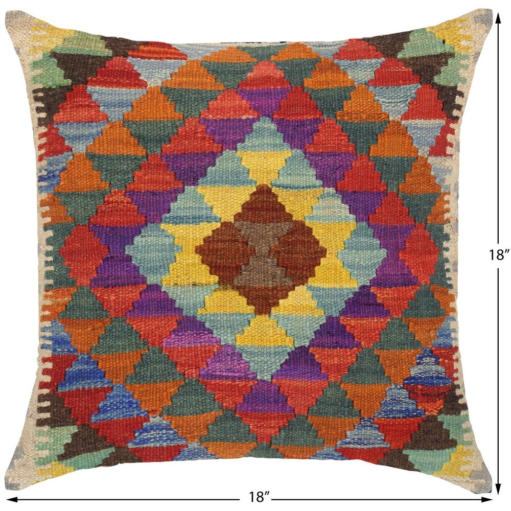 Shabby Chic Violette Hand Woven Turkish Kilim Throw Pillow