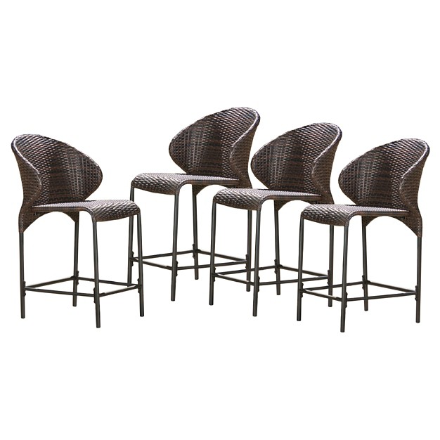 Oyster Bay Set Of 4 Wicker Counterstool Multibrown Christopher Knight Home