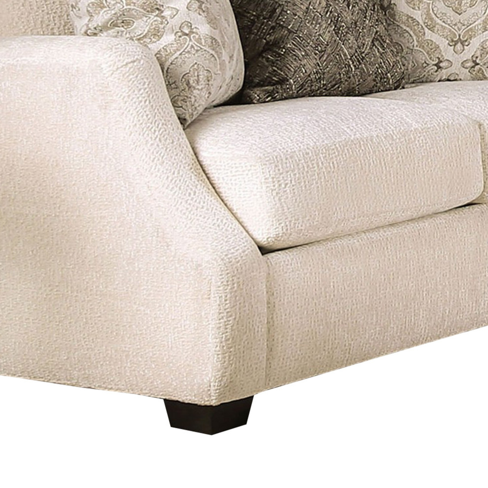 Benzara BM241914 Loveseat With Textured Fabric Upholstery and Track Arms  Beige   Transitional   Loveseats   by VirVentures  Houzz