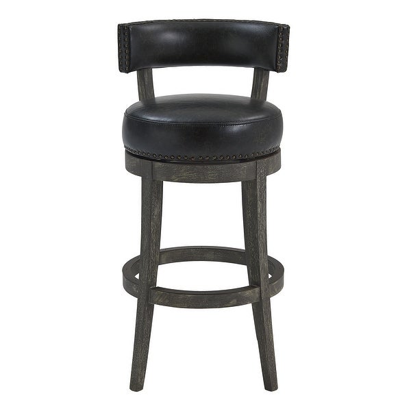 Corbin Wood Swivel Faux Leather Stool