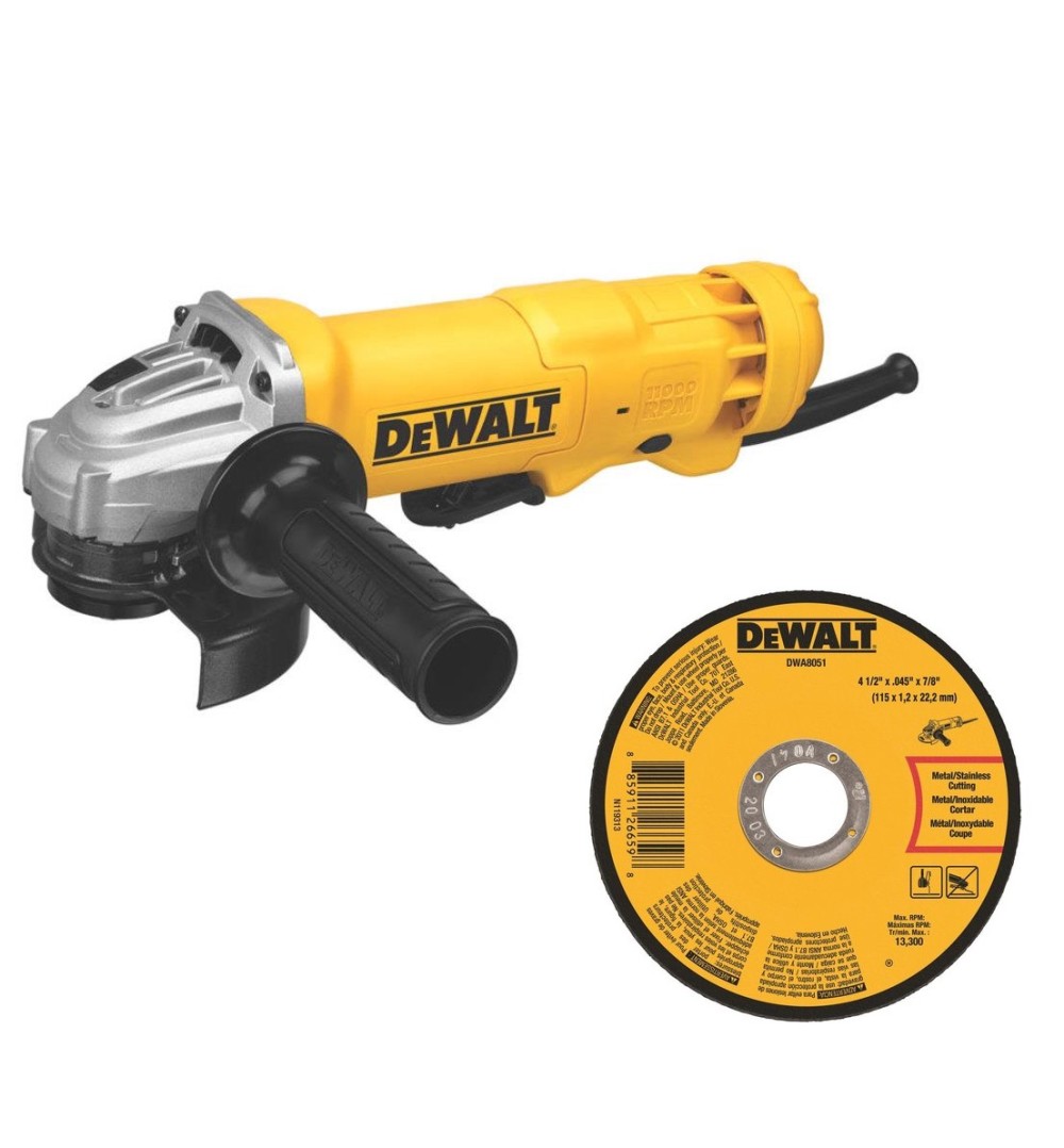 DEWALT Angle Grinder 4 1/2 with 10pk Metal Cut Off Wheels 4-1/2 x .045 x 7/8 Bundle ;