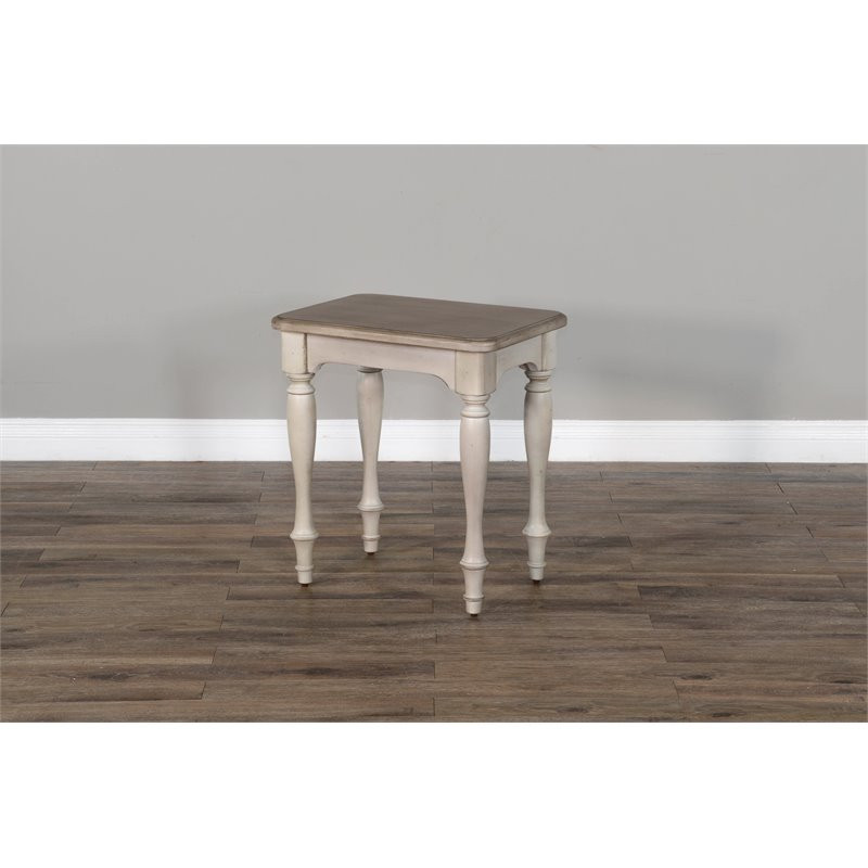 Sunny Designs Westwood Village 16 quotWood Chair Side Table in Off White Taupe   French Country   Side Tables And End Tables   by Homesquare  Houzz