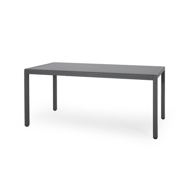 Cape Coral Outdoor Aluminum Dining Table with Tempered Glass Table Top by Christopher Knight Home