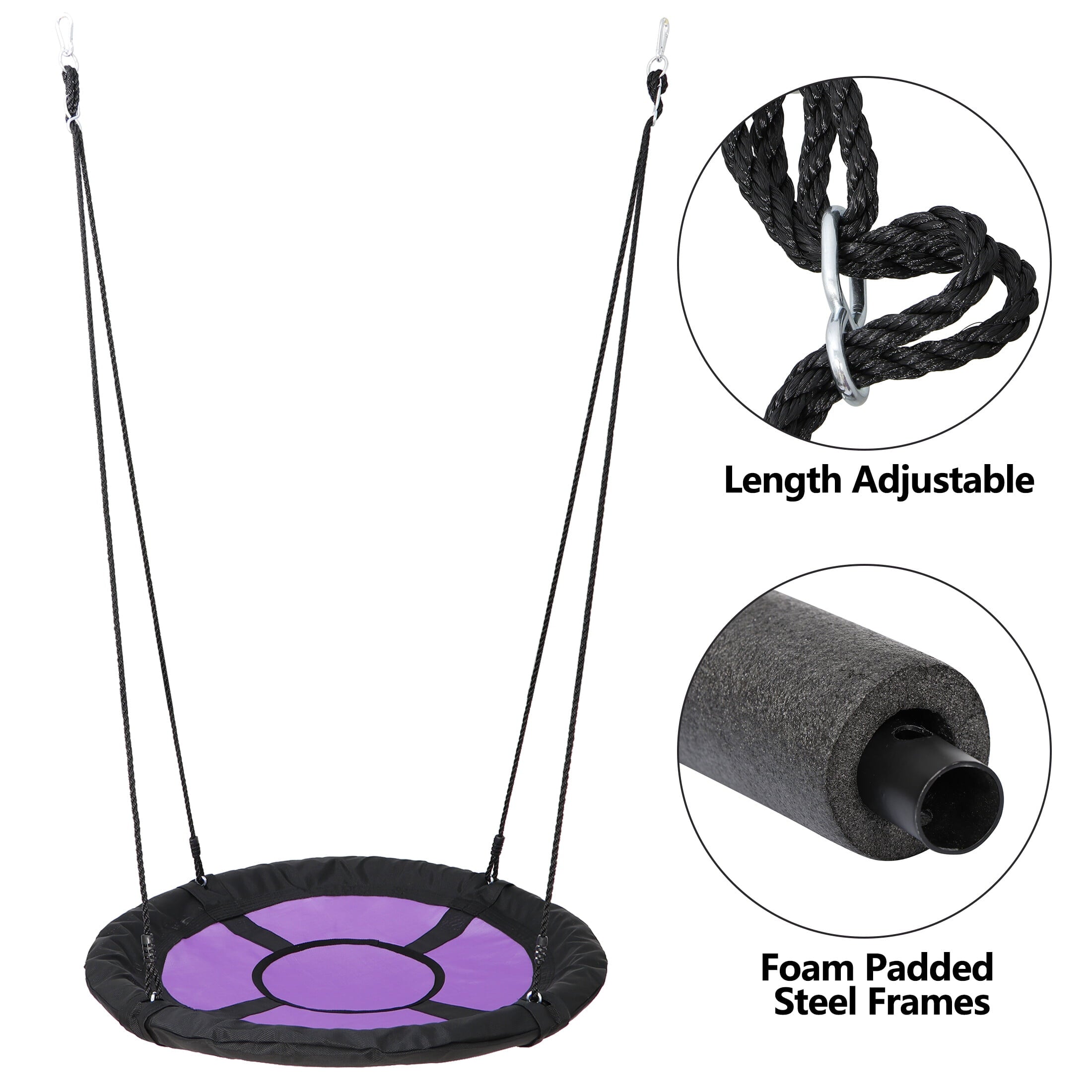 ZENY 40-inch Waterproof Saucer Web Swing Saucer Tree Swing with Tree Rope， Purple