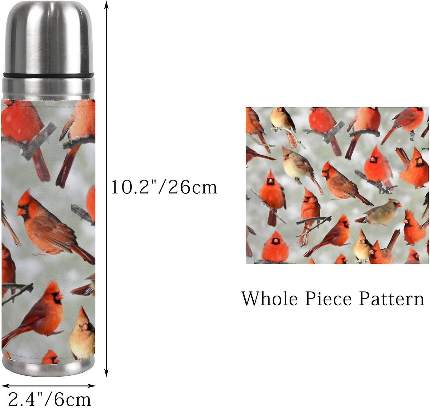 Insulated Mug Stainless Steel Water Bottle Northern Red Cardinal Birds Vacuum Cup Travel Mug For School Office