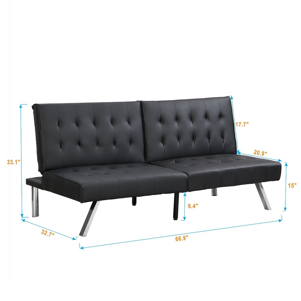 68 inch Multi Functional Sofa Bed  Tufted Fabric Upholstered Sleeper Lounge Couch Leisure Futon Sofa with Adjustable Backrest