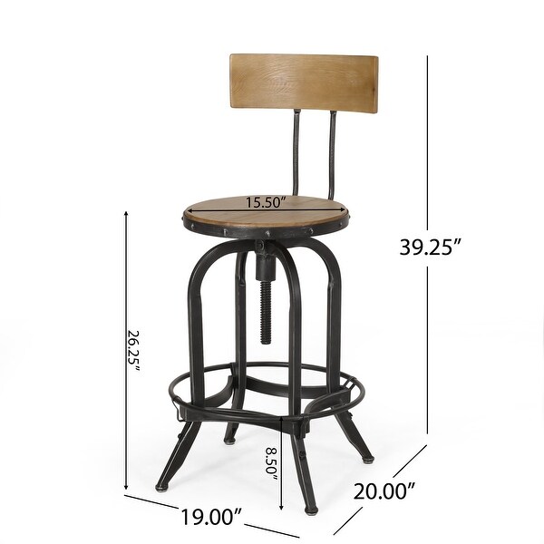 Ximen Modern Industrial Firwood Adjustable Height Swivel Barstools (Set of 2) by Christopher Knight Home