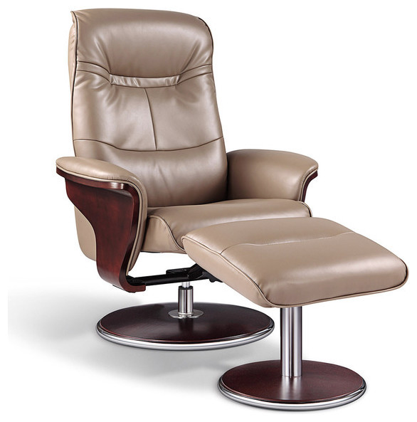 Milano Leather Swivel Recliner and Ottoman   Contemporary   Recliner Chairs   by Artiva  Houzz