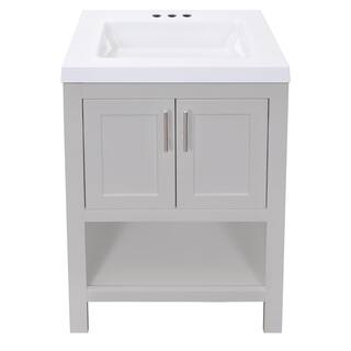 Glacier Bay Spa 24.5 in. W x 18.8 in. D x 35.5 in. H Single Sink Bath Vanity in Dove Gray with White Cultured Marble Top and Mirror PPSPADVR24MY