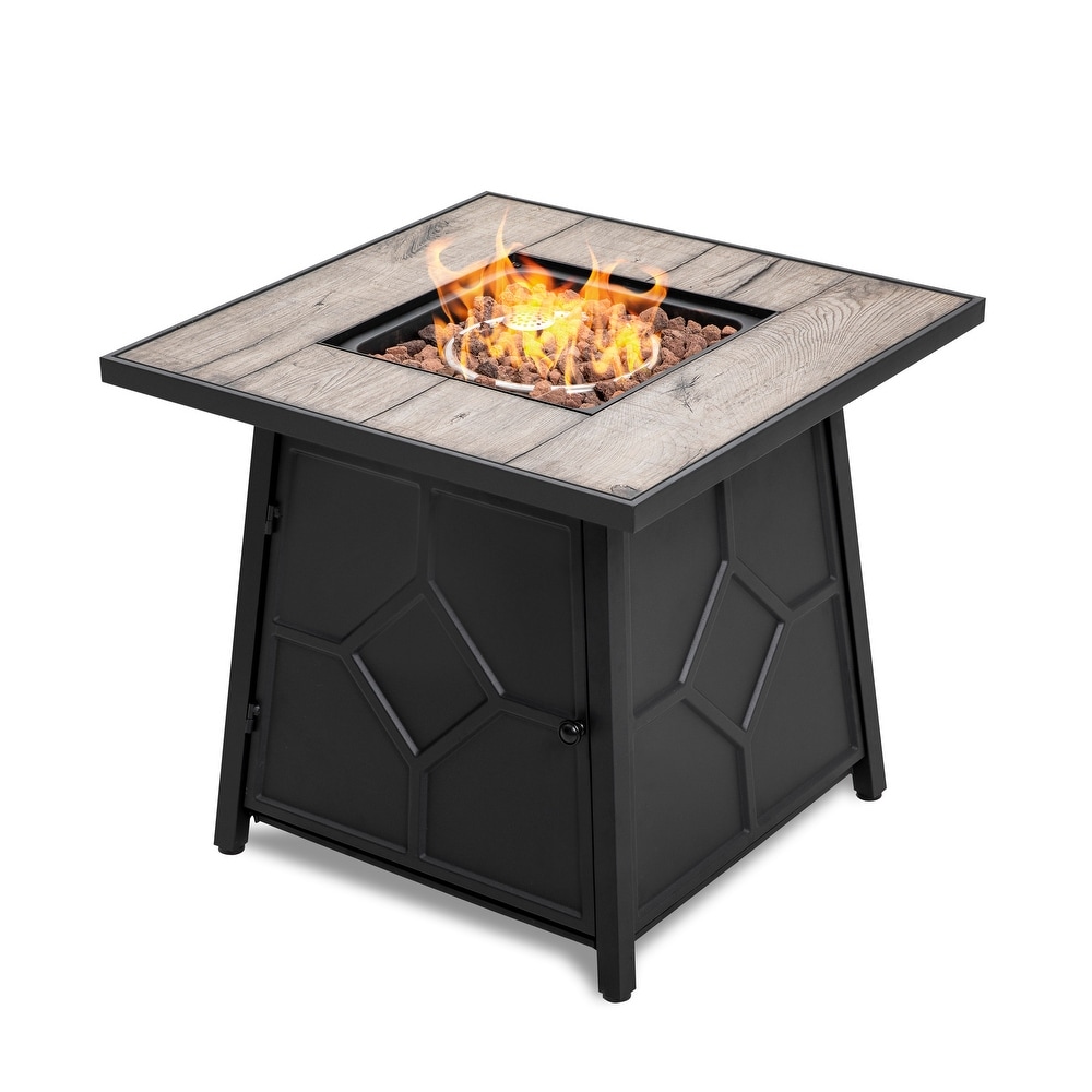 NUU GARDEN MGO Tabletop Square Fire Pit Table with Cover