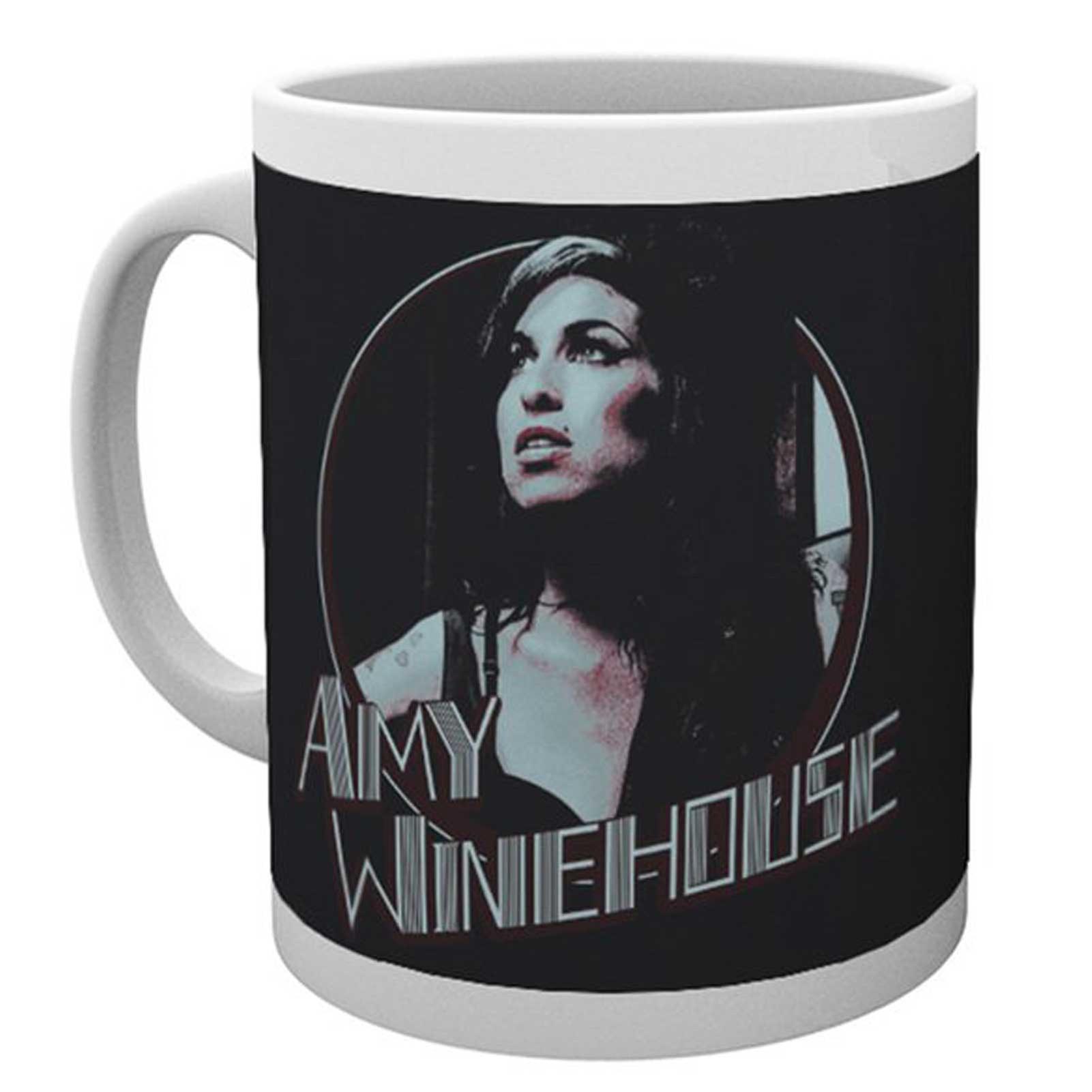 Official Amy Winehouse Mug Retro Badge Portrait Logo Back to Black new White