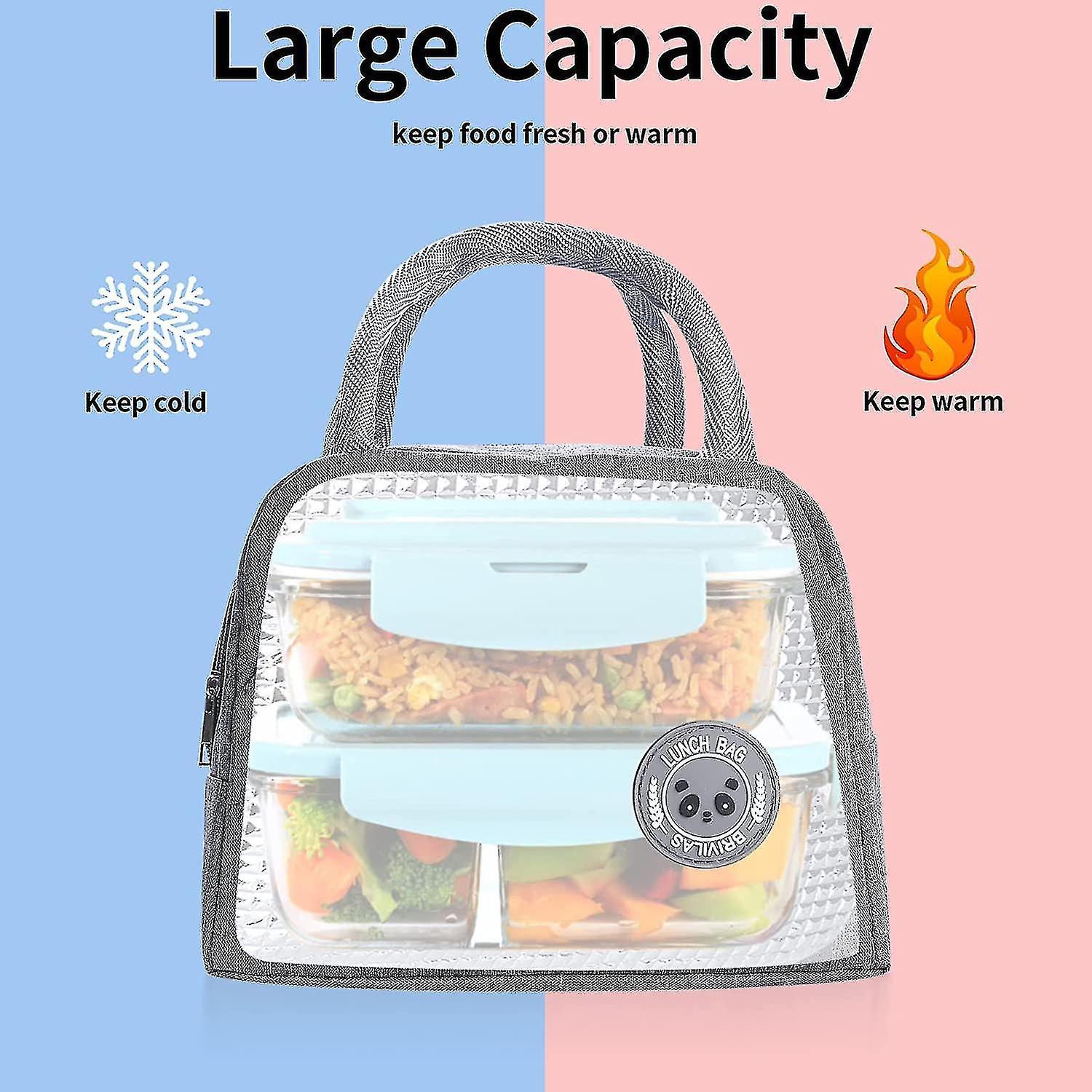 2 Pcs 6 L Insulated Lunch Bags， Thermal Picnic Bags， Foldable Cool Bags， Portable Lunch Box