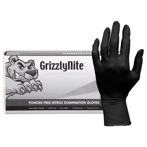 HOSPECO ProWorks GrizzlyNite Nitrile Gloves， Black， X-Large， 1，000/Carton (GLN105FX)