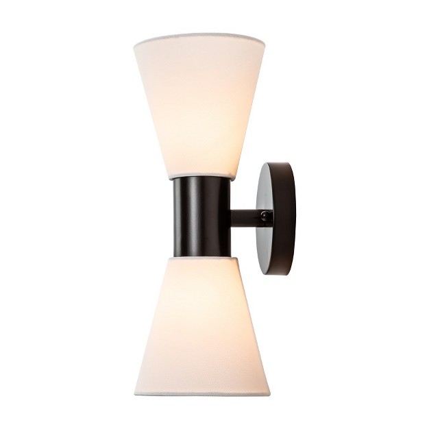 C Cattleya 2 light Oil rubbed Bronze Indoor Wall Sconce With Hourglass Linen Shade