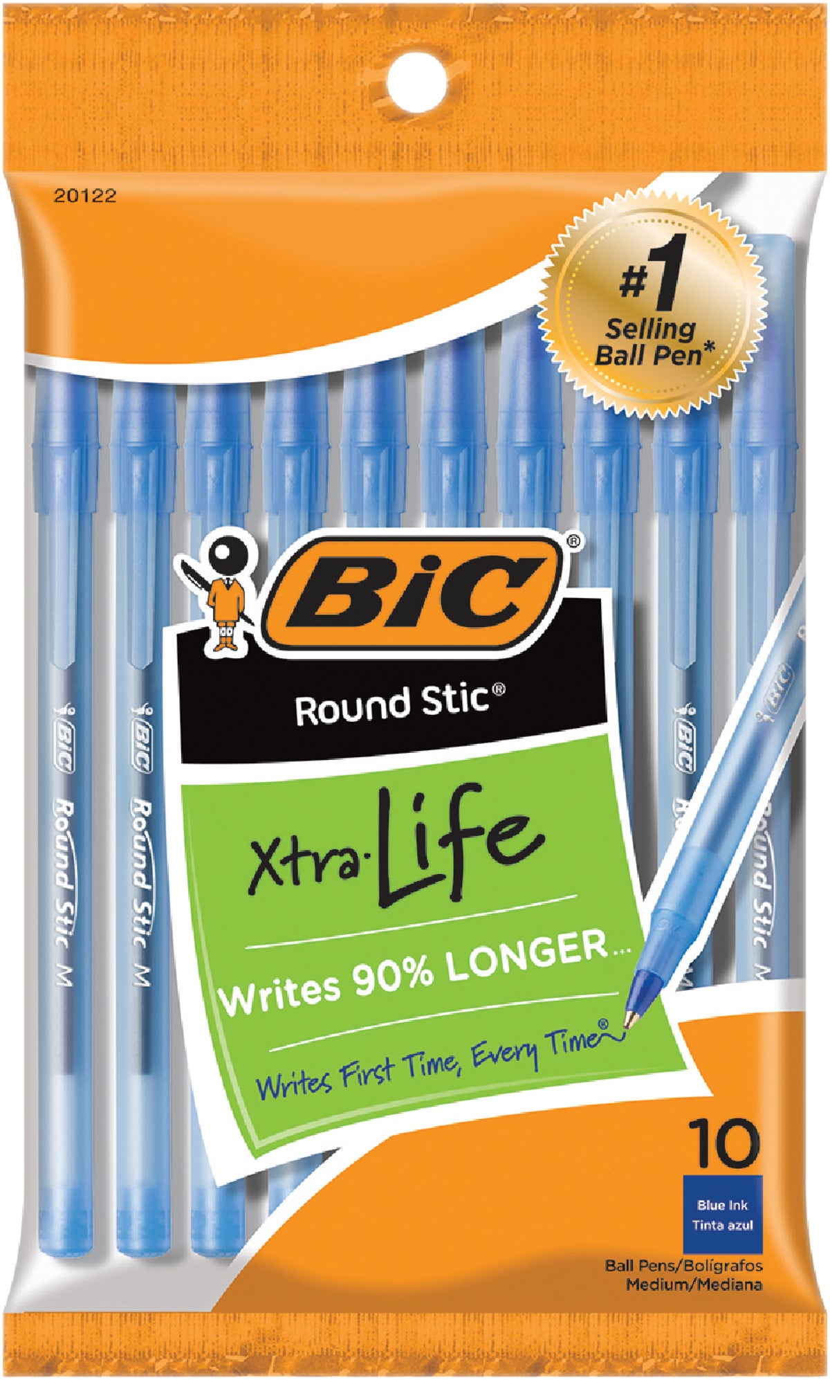 Bic Round Stic Ball Pen Medium Point Blue