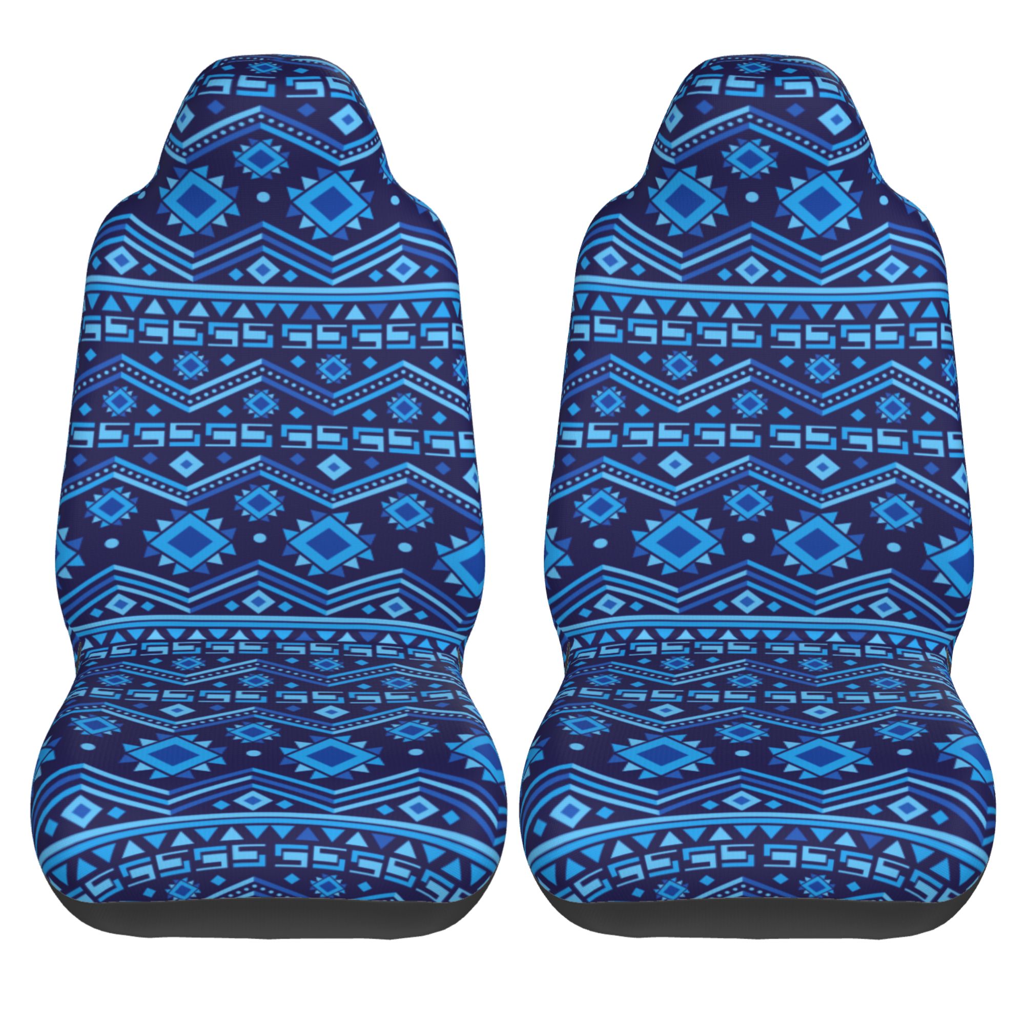 ZICANCN Car Seat Covers Front Seats Only，Blue Shapes Textile Backdrop Automotive Seat Covers Protectors for Cars Trucks Suv 2 Pack