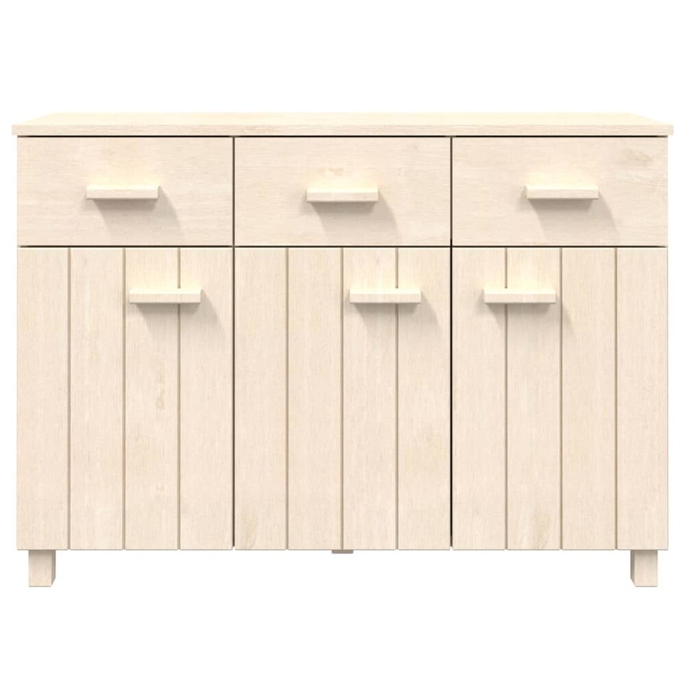 vidaXL Sideboard Bar Buffet Console Cabinet with Drawers HAMAR Solid Wood Pine   44.5\