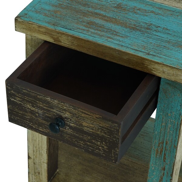 Meader Mango Wood Handmade Distressed Large Side Table by Christopher Knight Home