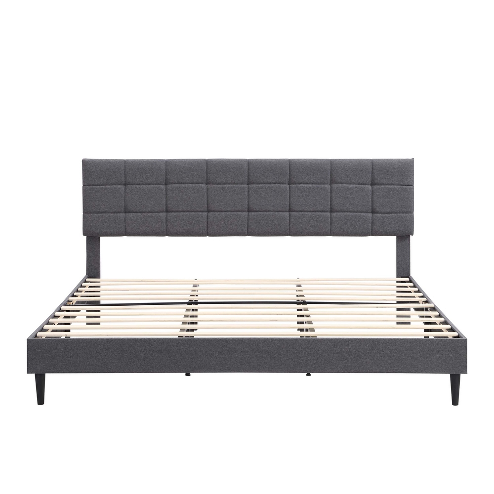 Platform Low Profile Wood Slat Support Bed Frame No Box Spring Needed