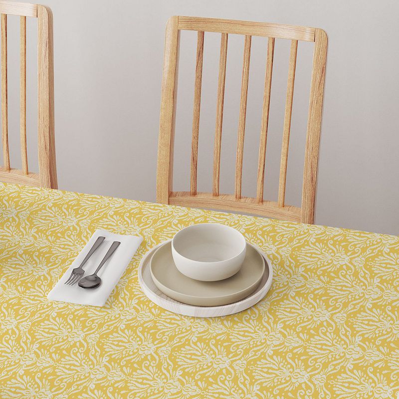 Square Tablecloth， 100% Polyester， 70x70， Yellow Keyhole Damask