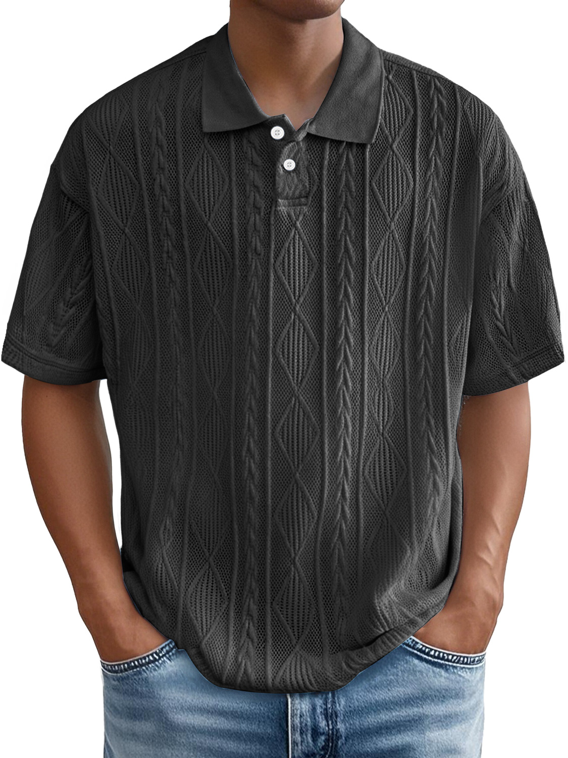 Men's Daily Casual Jacquard Texture Casual Polo Shirt