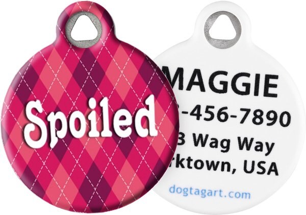 Dog Tag Art Argyle Spoiled Personalized Dog and Cat ID Tag