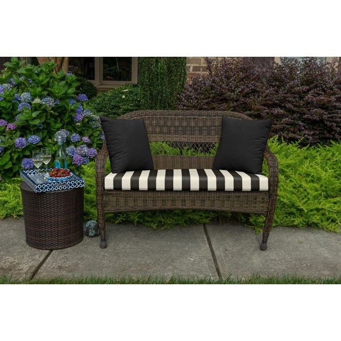 Sunbrella Striped 43.5 inch Striped Outdoor Settee Bench Cushion