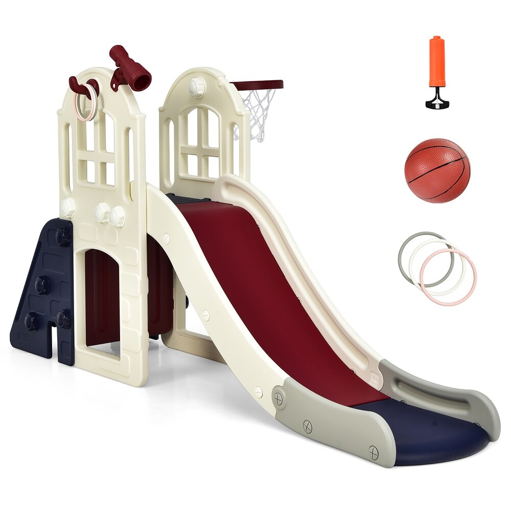 Costway 6 In 1 Large Slide for Kids Toddler Climber Slide Playset w/