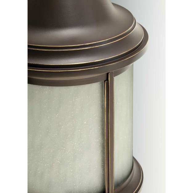 Progress Lighting Ashmore 1 light Wall Lantern In Antique Bronze With Etched Seeded Glass Shade