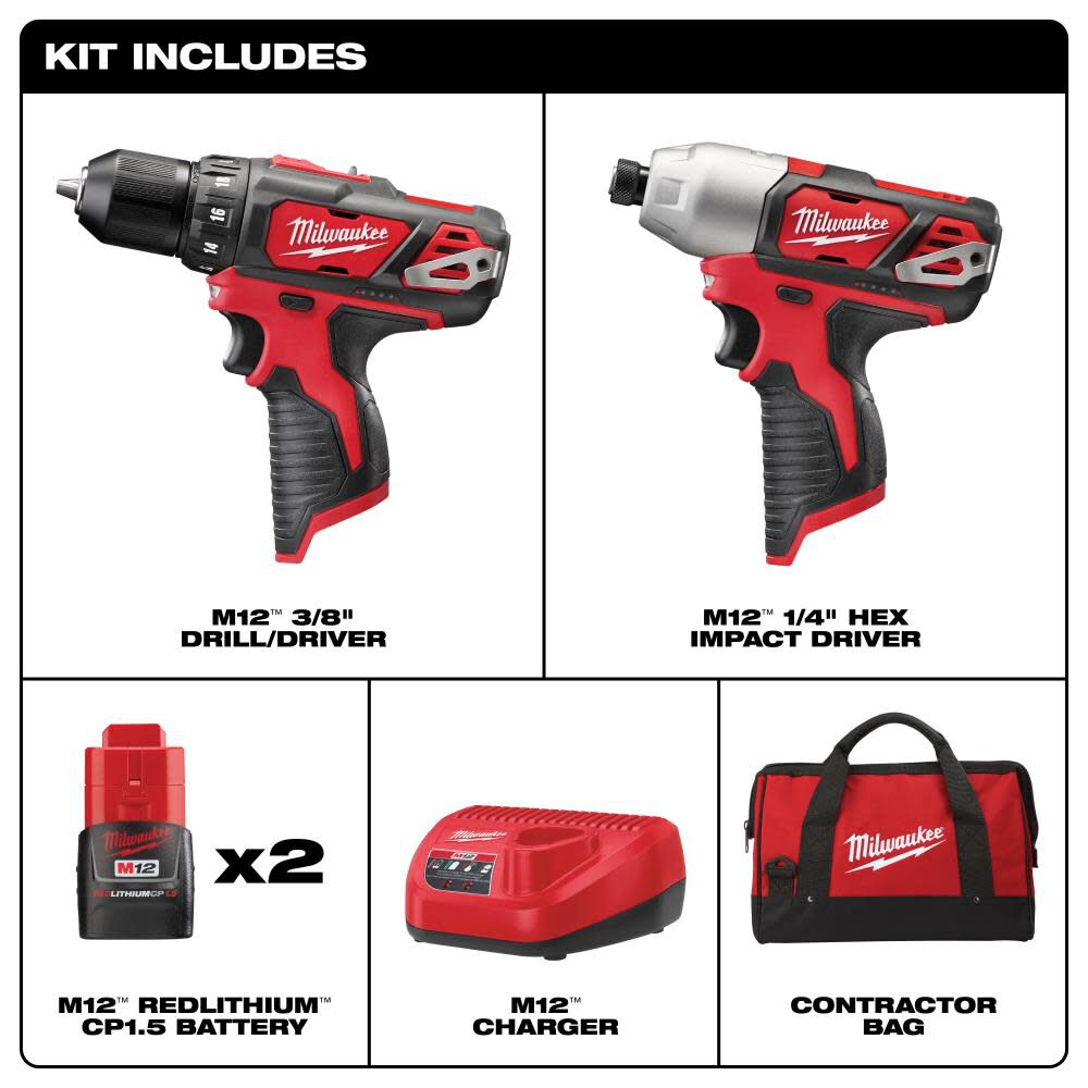 Milwaukee M12 Drill/Impact Combo Kit 2494-22 from Milwaukee