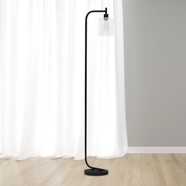 Modern Iron Lantern Floor Lamp With Glass Shade Simple Designs