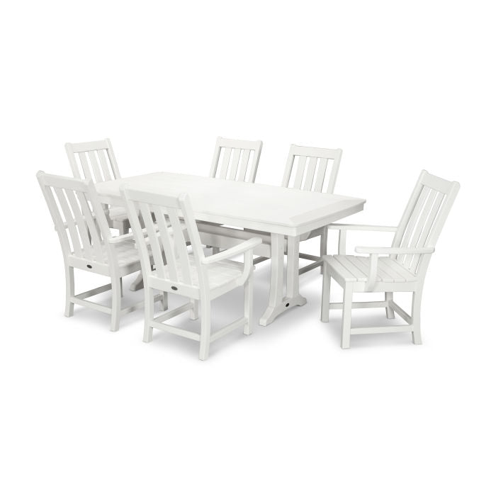 Polywood Vineyard 7pc Dining Set Farmhouse Style with Trestle Legs