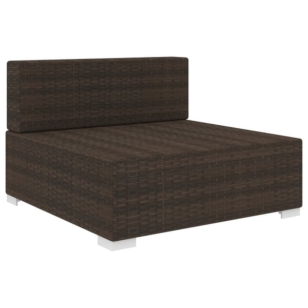 vidaXL Sectional Middle Seat with Cushions Poly Rattan Brown