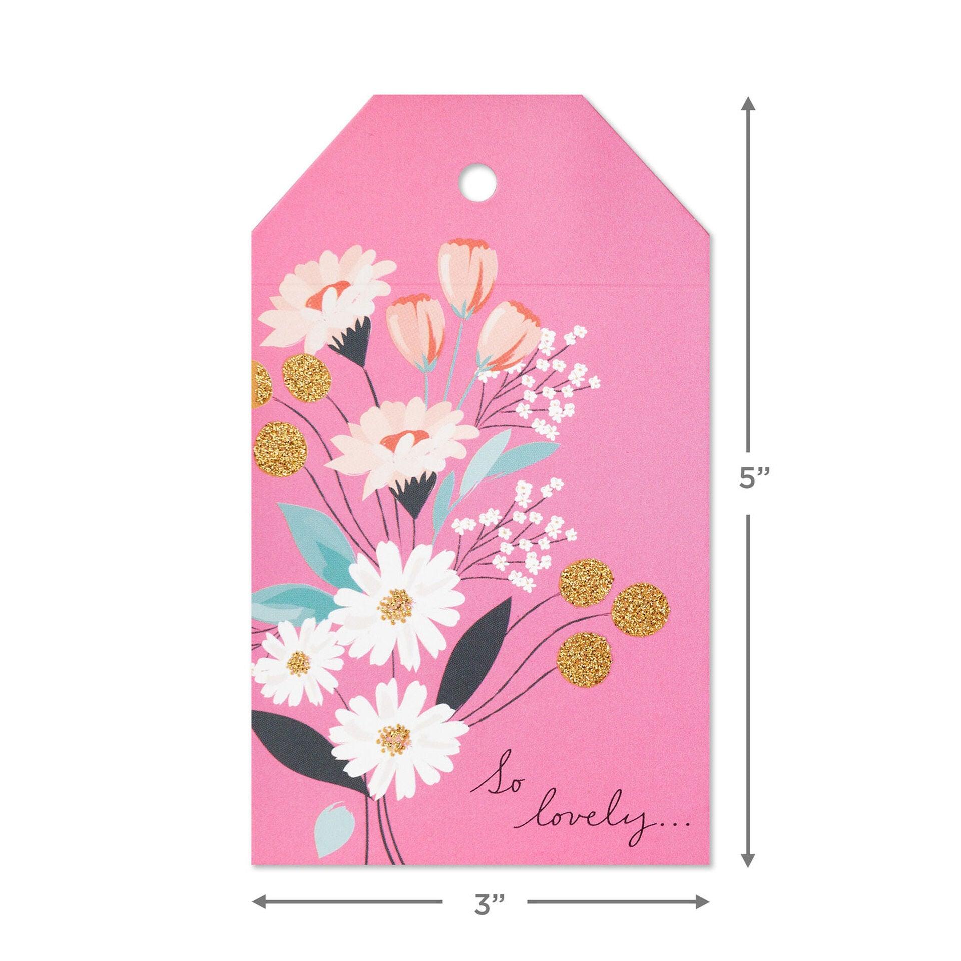 Hallmark  Pink Floral Large Gift Tag and Ribbon Set