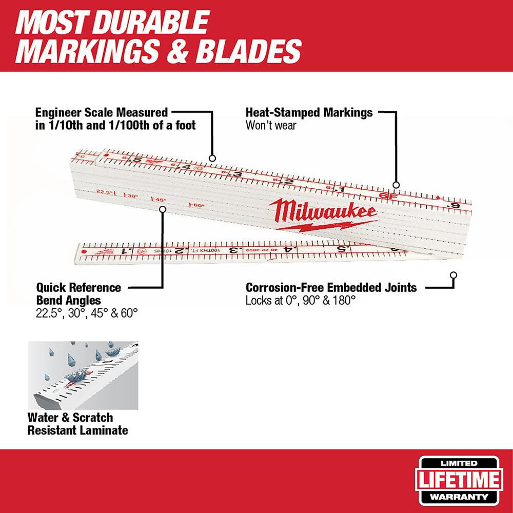 Milwaukee Engineer's Composite Folding Rule 48-22-3802 from Milwaukee