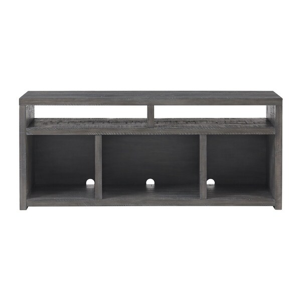 Evelyn 70 Inch TV Entertainment Console， 2 Shelves， 3 Cubbies， Smooth Gray