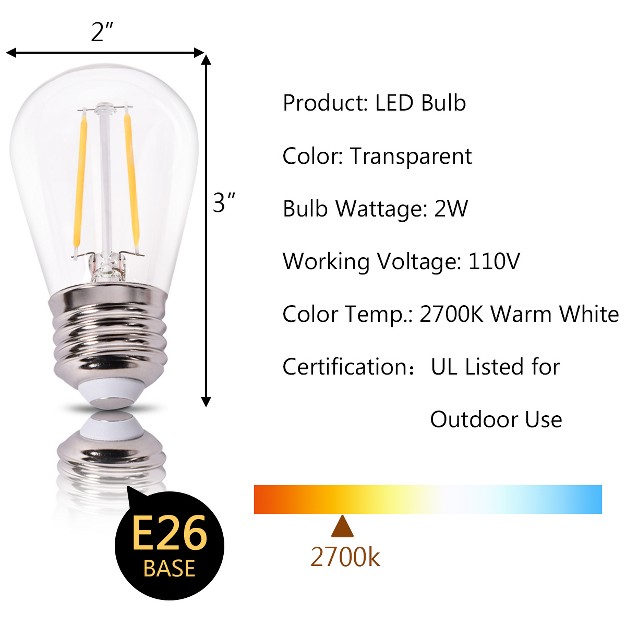 Costway 96ft Led Outdoor Waterproof Commercial Grade Patio Globe String Light Bulbs