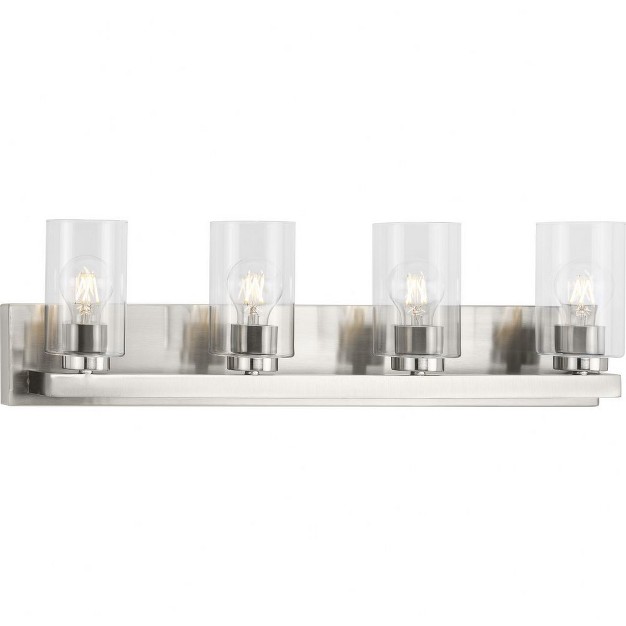 Progress Lighting Goodwin 4 light Brushed Nickel Vanity Light With Clear Glass Shades