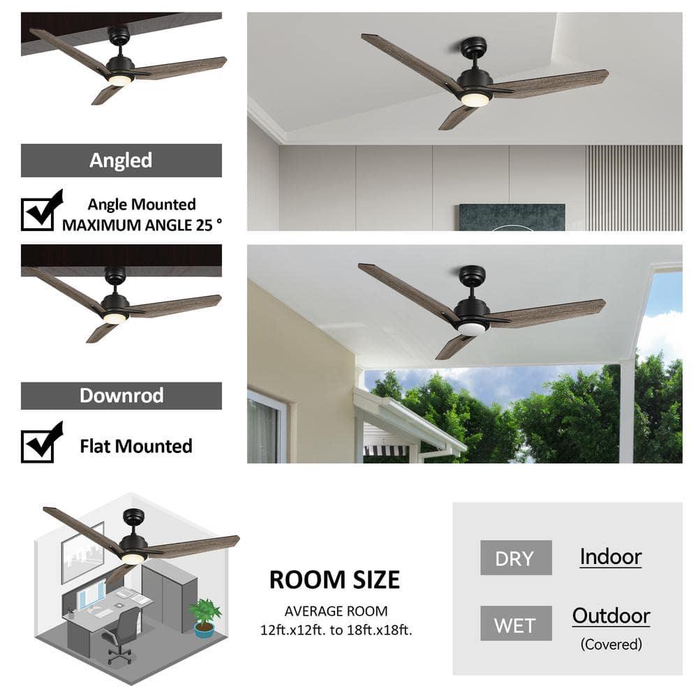 CARRO Tilbury 52 in Integrated LED IndoorOutdoor Black Smart Ceiling Fan with Light and Remote Works with AlexaGoogle Home