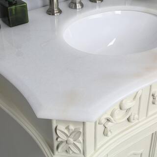 Home Decorators Collection Winslow 33 in. W x 22 in. D Bath Vanity in Antique White with Vanity Top in White Marble with White Basin BF-27001-AW