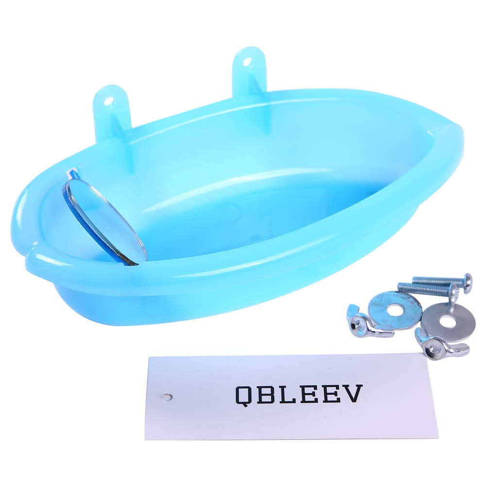 QBLEEV Bird Baths Tub with MirrorFor Cage， Parrot Birdbath Shower Accessories， Bird Cage Hanging Bath Bathing Box for Small Birds Parrots