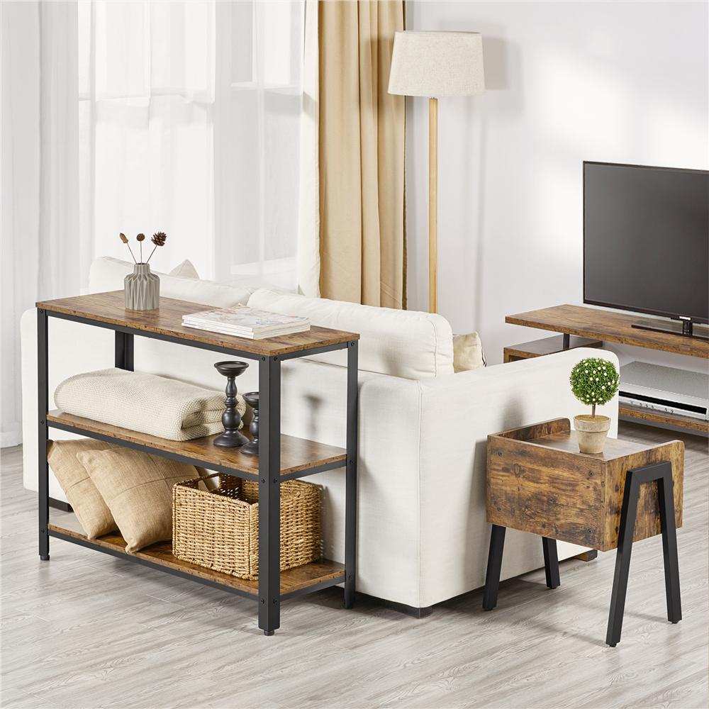 Easyfashion SmileMart Wood and Metal Console Table， Brown