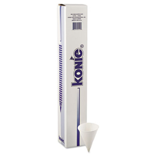 Konie Rolled Rim Paper Cone Cups， 4oz， White， 200/Bag， 25 Bags/Carton (40KR)