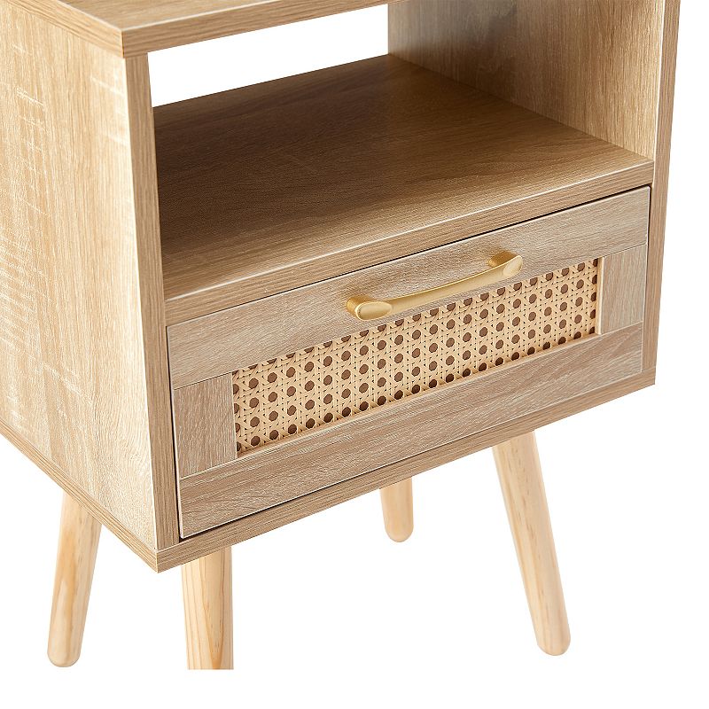 Merax Rattan End table ， Modern nightstand