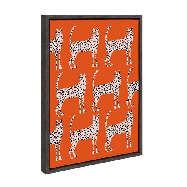 X 24 quot Sylvie Sassy Pink Cheetahs By Kendra Dandy Framed Wall Canvas Gray Kate amp Laurel All Things Decor